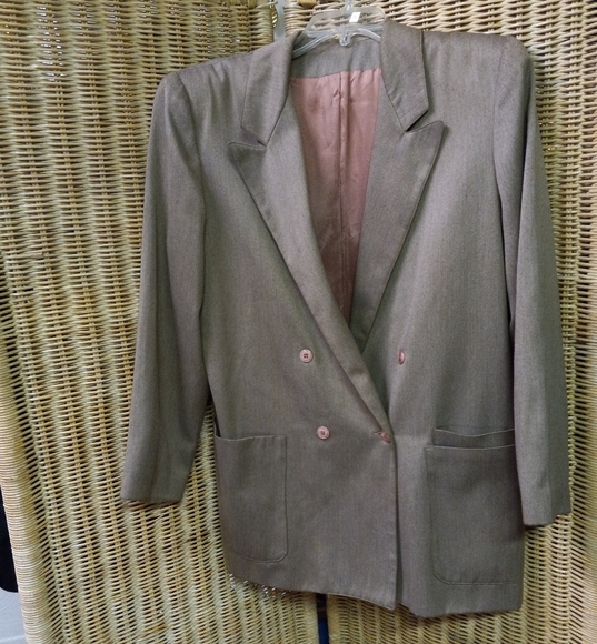 DOLCI Mondo Fine Wool Blazer Jacket Double Breast 1-Button Sand/Stone Brown L/44 - Picture 1 of 11